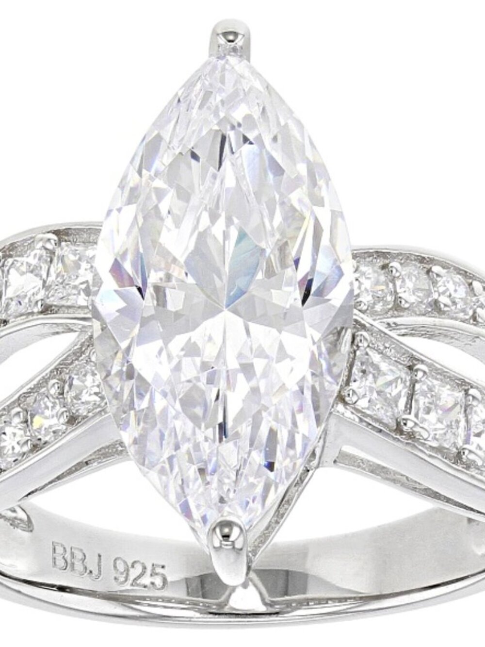 Bella Luce Rhodium Plated Center Design Cocktail Ring 7.24ctw. Size 10